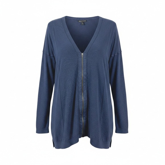 Eileen Fisher Sweaters - Eileen Fisher Blue‎ Zip Front Cardigan Sweater Women's Size M Lightweight